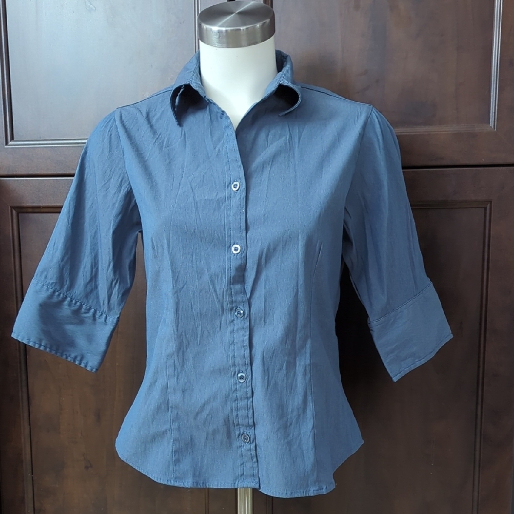 Elegant Slate Blue Button-Down Shirt